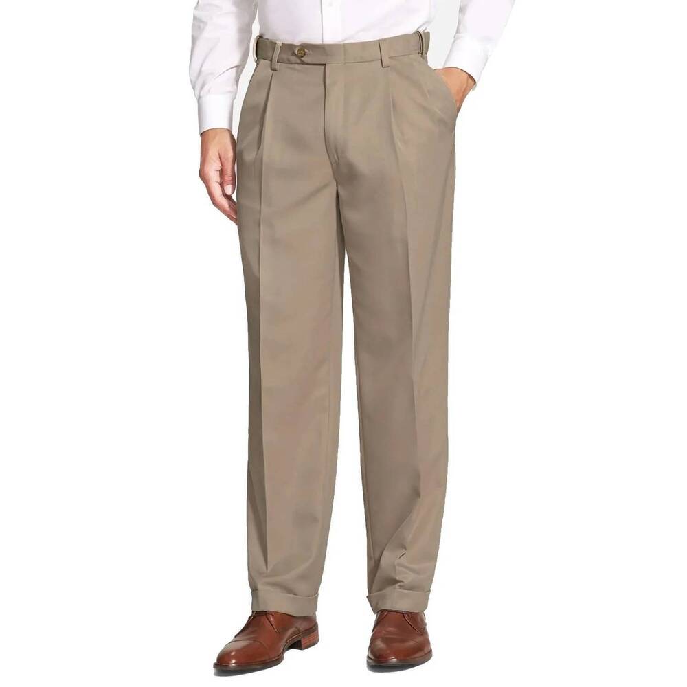 NEW BERLE prime poplin trouser in dark khaki